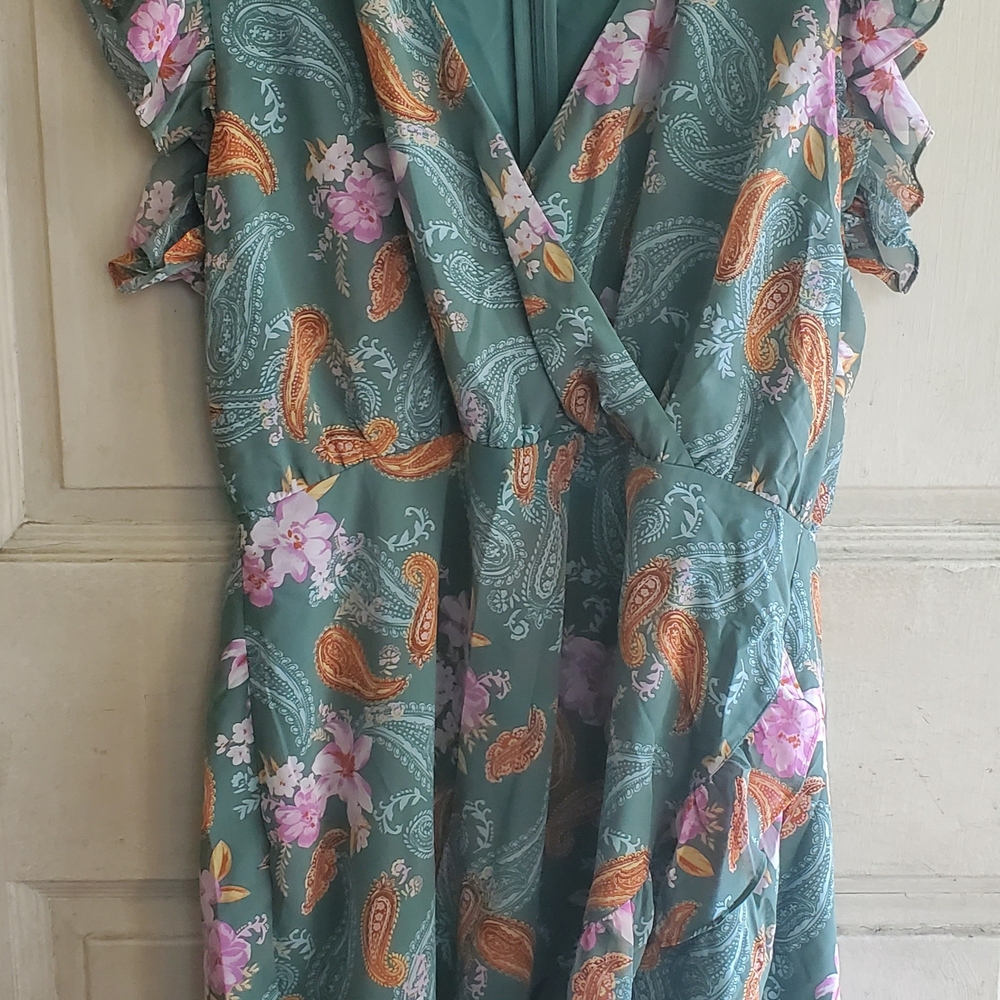 Floral Paisley Wrap Dress